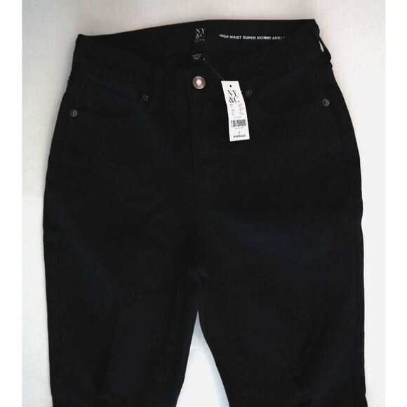 New York & Co. Women Sz 2 Average High Waist Super Skinny Ankle Distressed Jeans - Picture 6 of 9